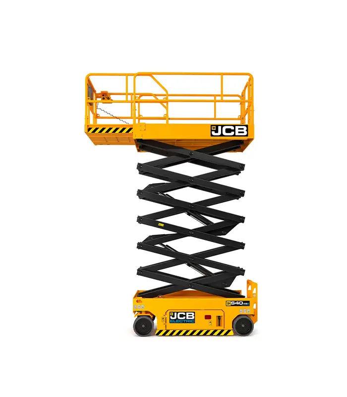 Xe nâng người cắt kéo 14m JCB S4046E Cơ cấu cơ khí thông minh tự động bung mở sát mặt sàn ngay khi hệ thống nâng bắt đầu hành trình lên cao. Bộ phận này sẽ khóa chặt lệnh nâng nếu phát hiện địa hình sụt lún nhằm ngăn ngừa nguy cơ lật xe nâng người trên công trường.